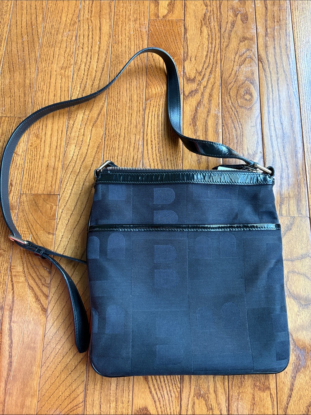 ✨ VINTAGE BALLY Classic Monogram Crossbody Sacoche Bag Black Canvas & Patent ✨ - Picture 3 of 14
